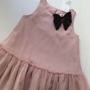 NWT Drop Waist Metallic Tulle Bow Dress Pink 2-3y